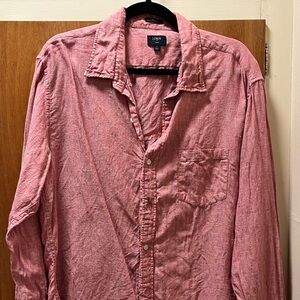J. Crew Faded Red 100% Linen ls Shirt Mens Slim XL